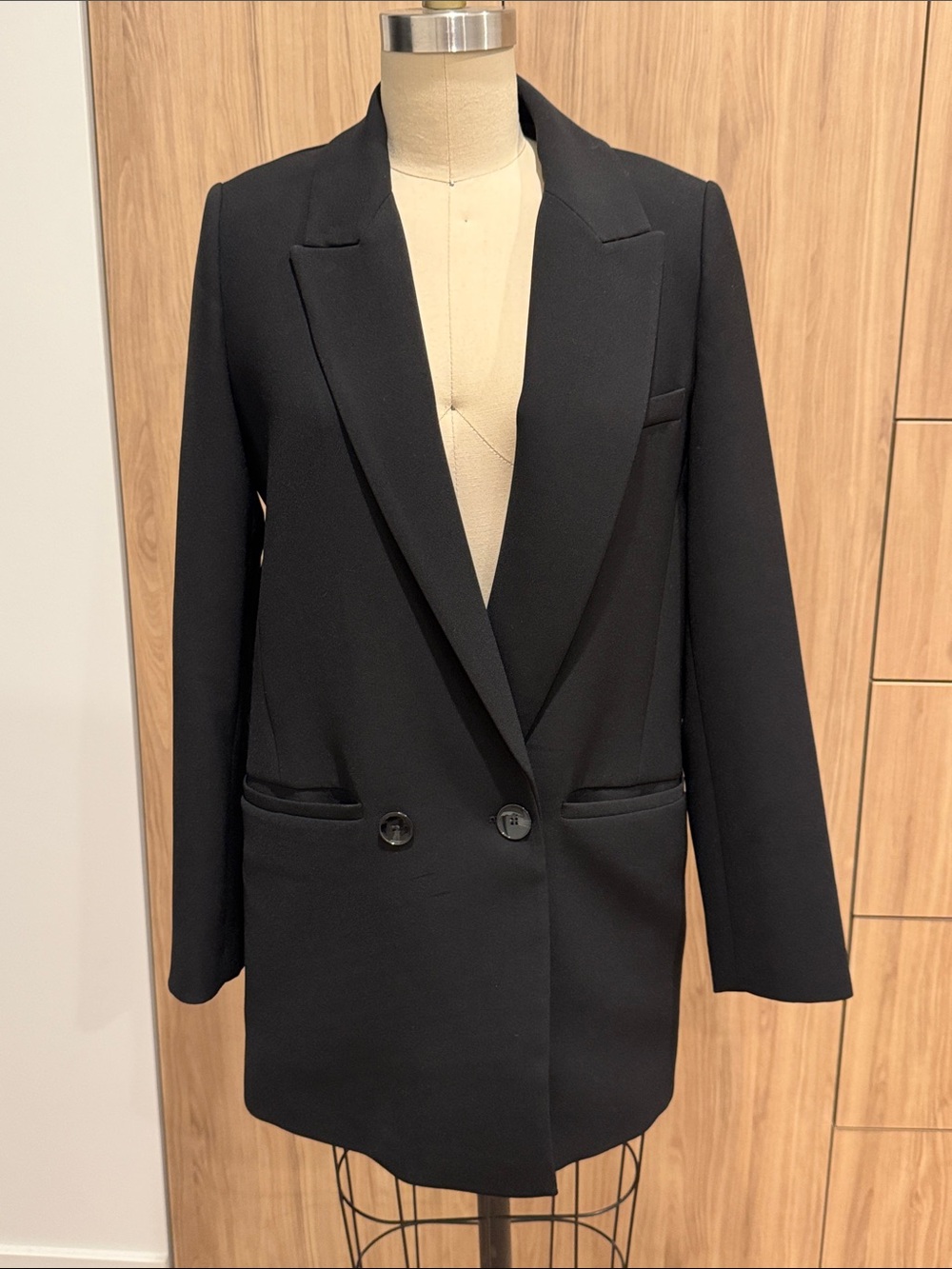 Zara oversized Black Double-Button Tailored Blazer